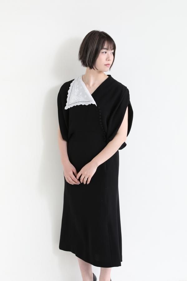 Mame Kurogouchi(マメ) Lace Flap Collar Classic Dress - YAMAROKU