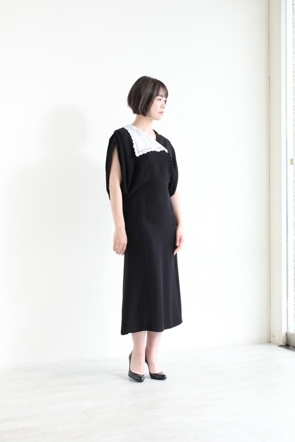 Mame 21ss Lace flap collor clasic dressコットン100%部分使い - ロングワンピース/マキシワンピース