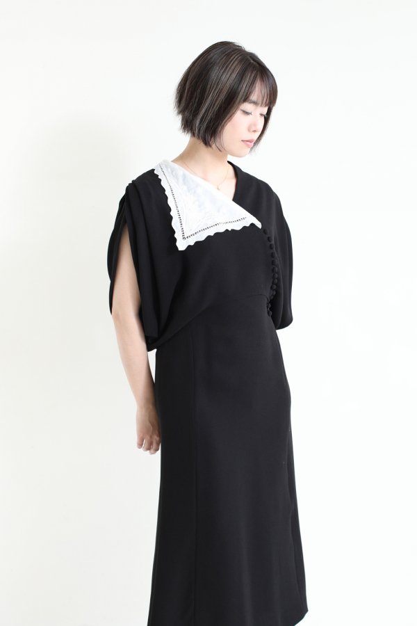Mame Kurogouchi(マメ) Lace Flap Collar Classic Dress - YAMAROKU
