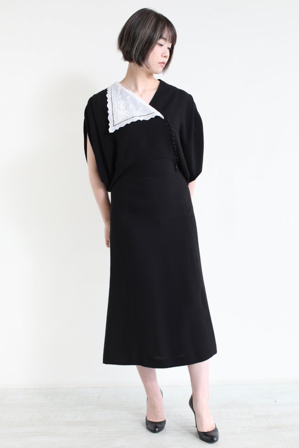 Mame Kurogouchi(マメ) Lace Flap Collar Classic Dress - YAMAROKU