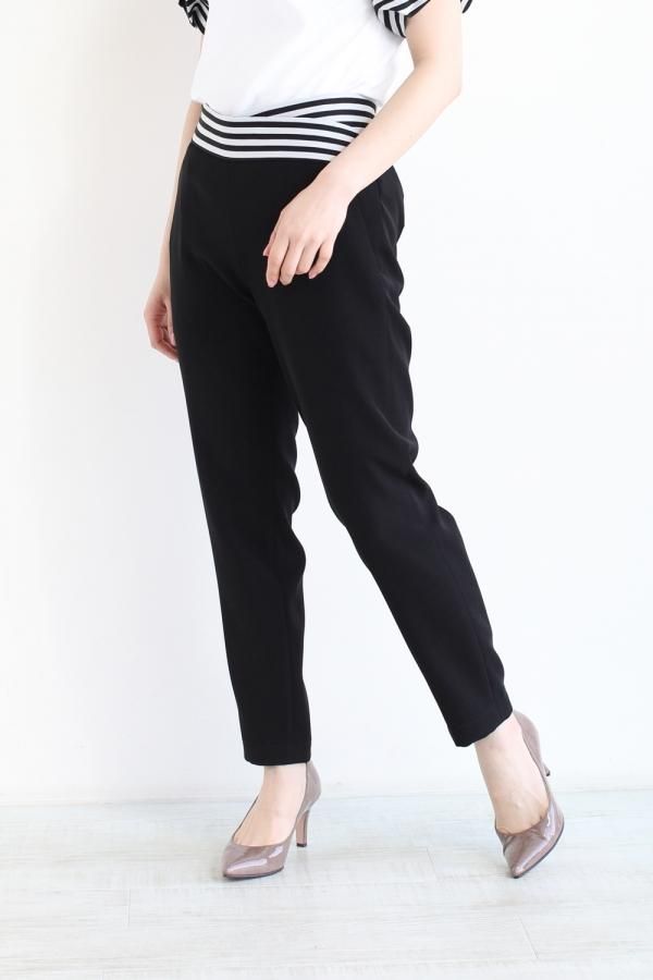 ボーダーズアットバルコニー TAPERED PANTS スラックス 34 黒