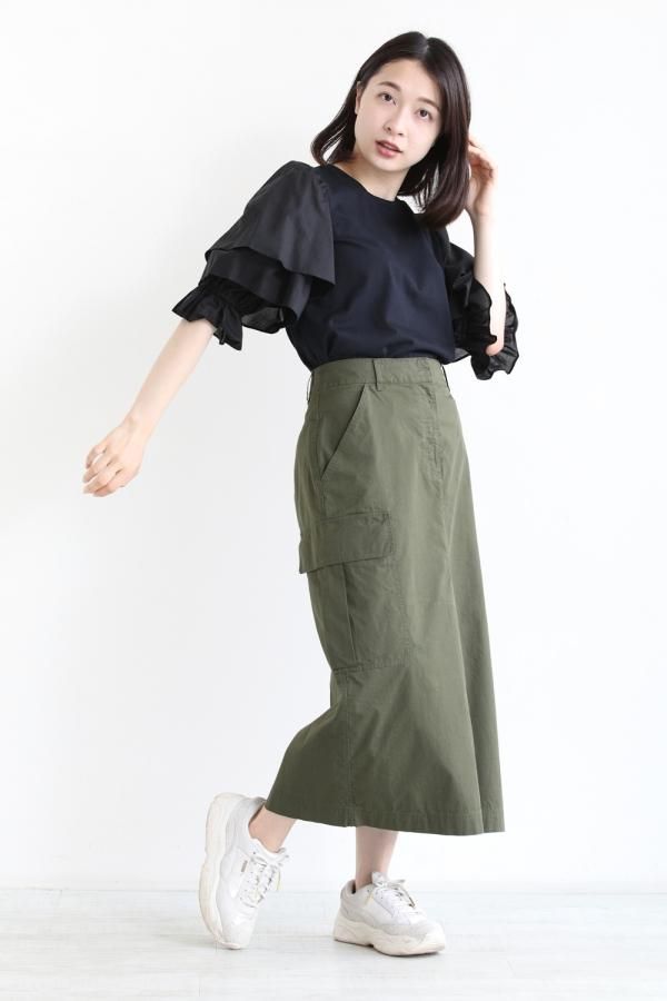MUVEIL(ミュベール) フリル付きボリュームスリーブTシャツ MUVEIL(ミュベール）フリルスリーブTシャツ - YAMAROKU