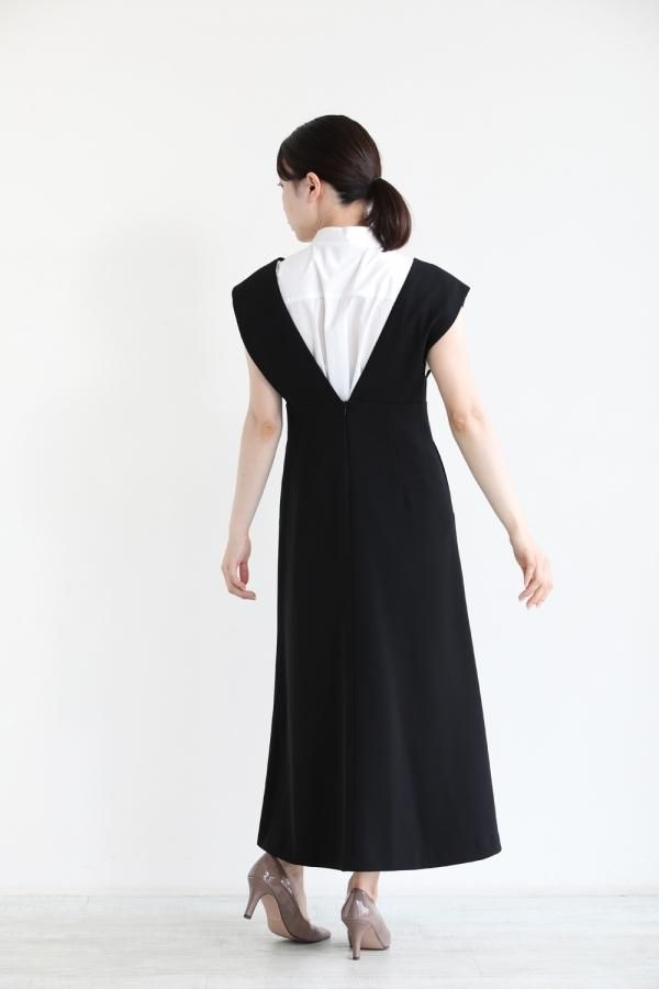 Mame Kurogouchi / マメクロゴウチ | 2022SS | Deep Neck Sleeveless Dress | 2 | ブラック | レディース