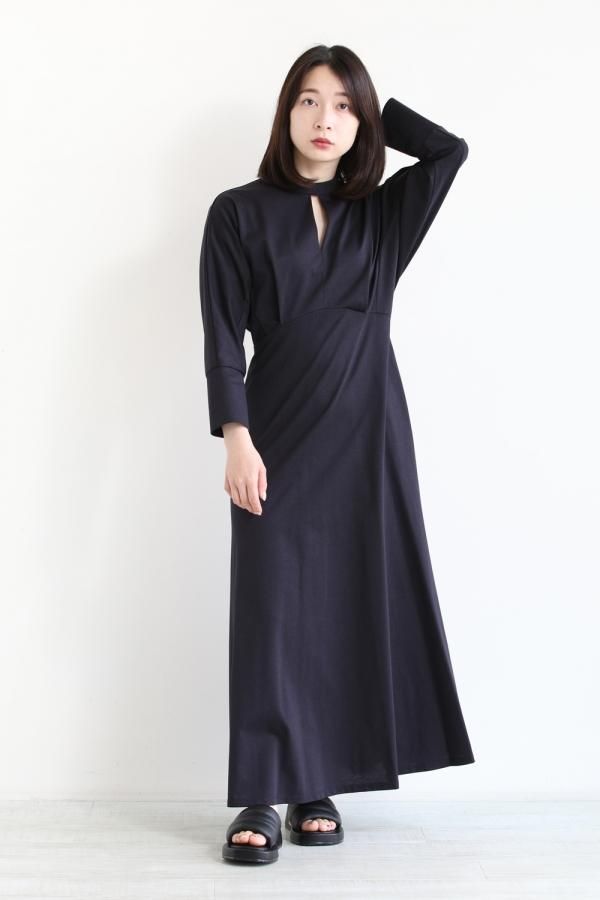 Mame Kurogouchi(マメ) Cotton Jersey Dress NAVY - YAMAROKU ...