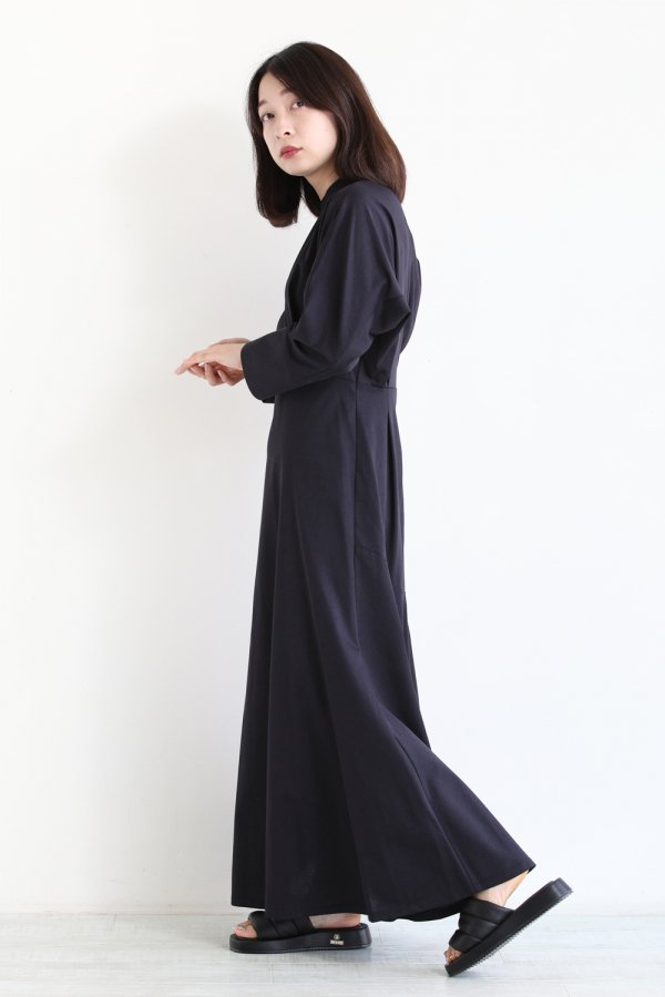 Mame Kurogouchi(マメ) Cotton Jersey Dress NAVY - YAMAROKU