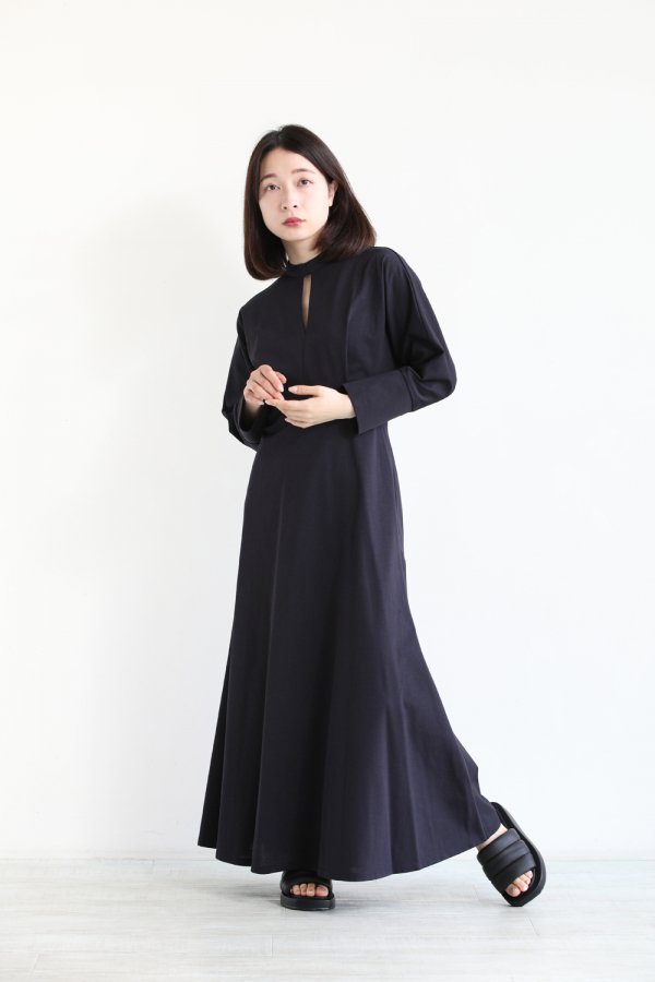 Mame Kurogouchi(マメ) Cotton Jersey Dress NAVY - YAMAROKU ...
