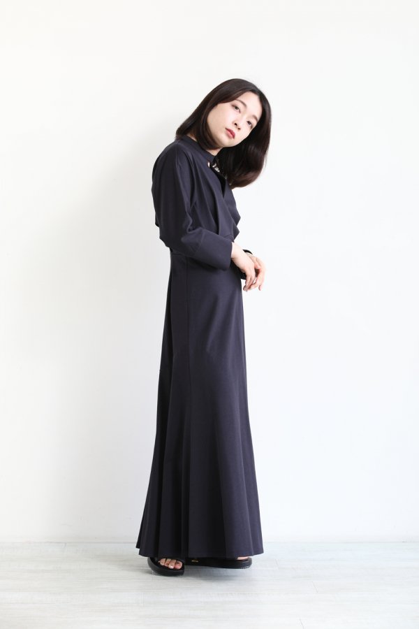 Mame Kurogouchi(マメ) Cotton Jersey Dress NAVY - YAMAROKU