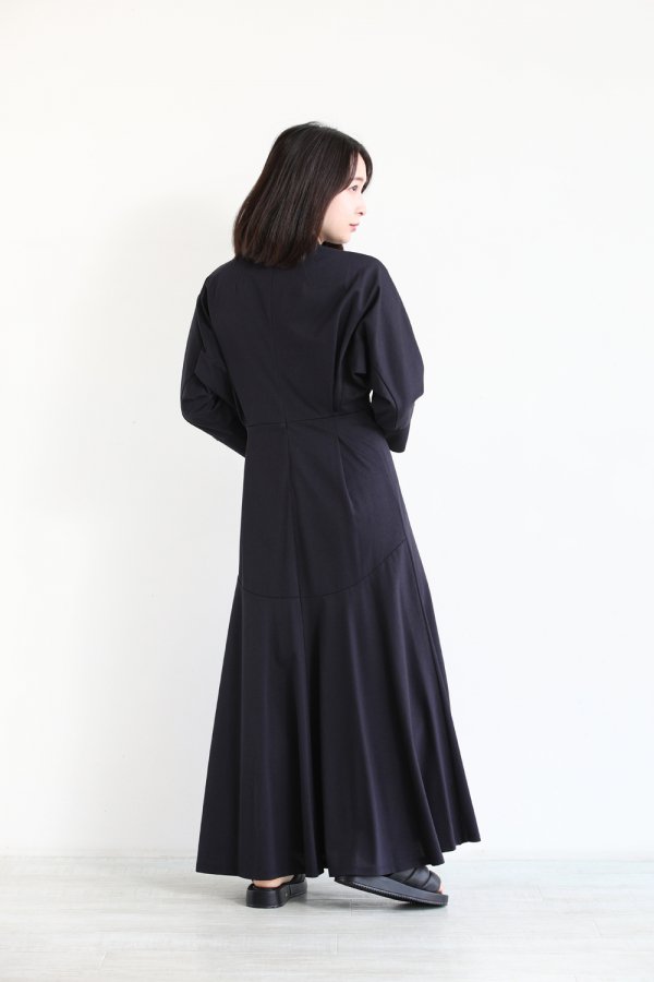 Mame Kurogouchi(マメ) Cotton Jersey Dress NAVY - YAMAROKU