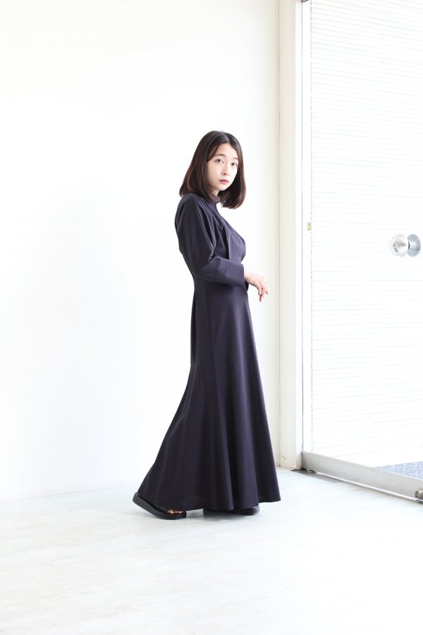 Mame Kurogouchi(マメ) Cotton Jersey Dress NAVY - YAMAROKU