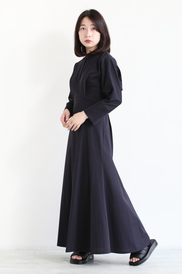 Mame Kurogouchi(マメ) Cotton Jersey Dress NAVY - YAMAROKU