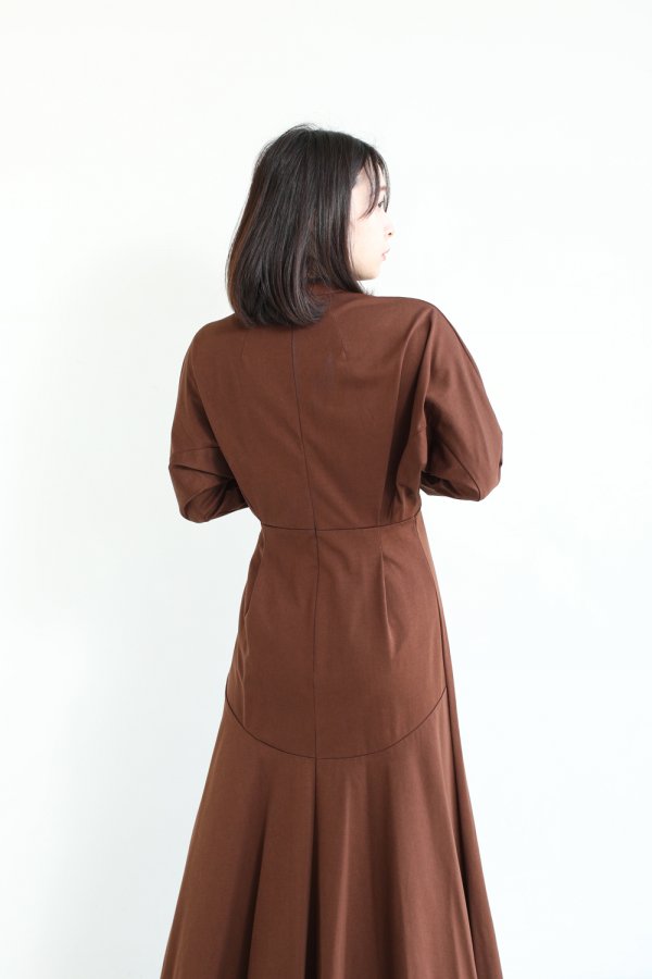 Mame Kurogouchi(マメ) Cotton Jersey Dress BROWN - YAMAROKU