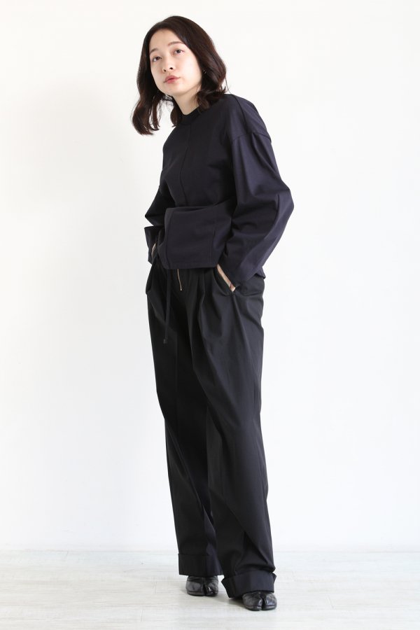 Mame Kurogouchi(マメ) Cotton Jersey Pullover NAVY - YAMAROKU