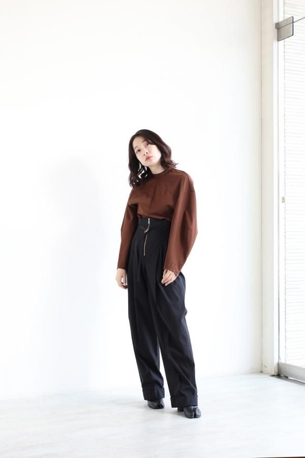 mame kurogouchi◇ジャージートップス◇ブラウン◇大人気完売 Mame Kurogouchi(マメ) Cotton Jersey Pullover BROWN - YAMAROKU