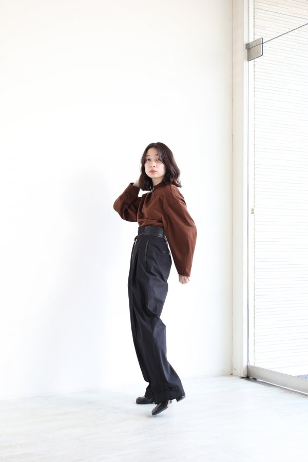 Mame Kurogouchi(マメ) Cotton Jersey Pullover BROWN - YAMAROKU ...