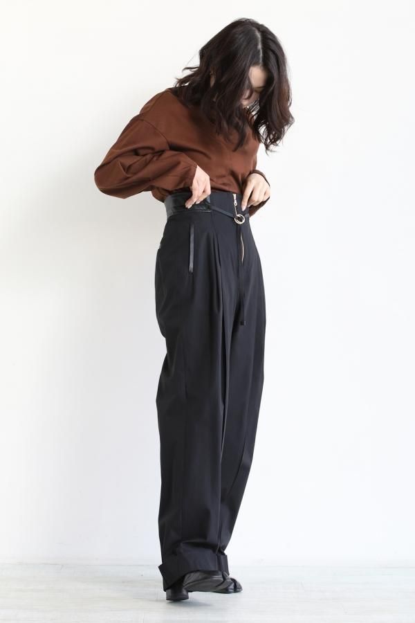 Mame Kurogouchi(マメ) High Waisted Chino Wide Trousers - YAMAROKU 