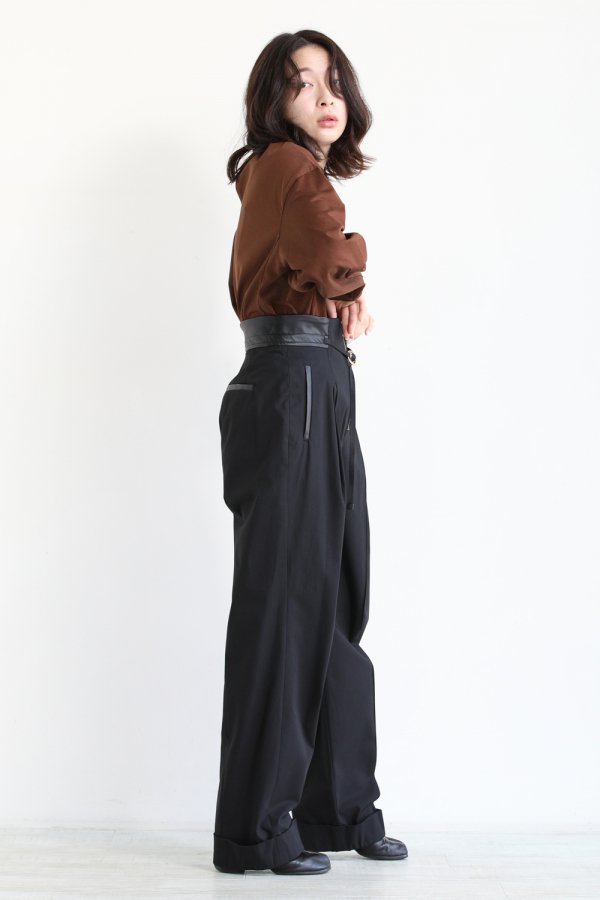 Mame Kurogouchi(マメ) High Waisted Chino Wide Trousers - YAMAROKU