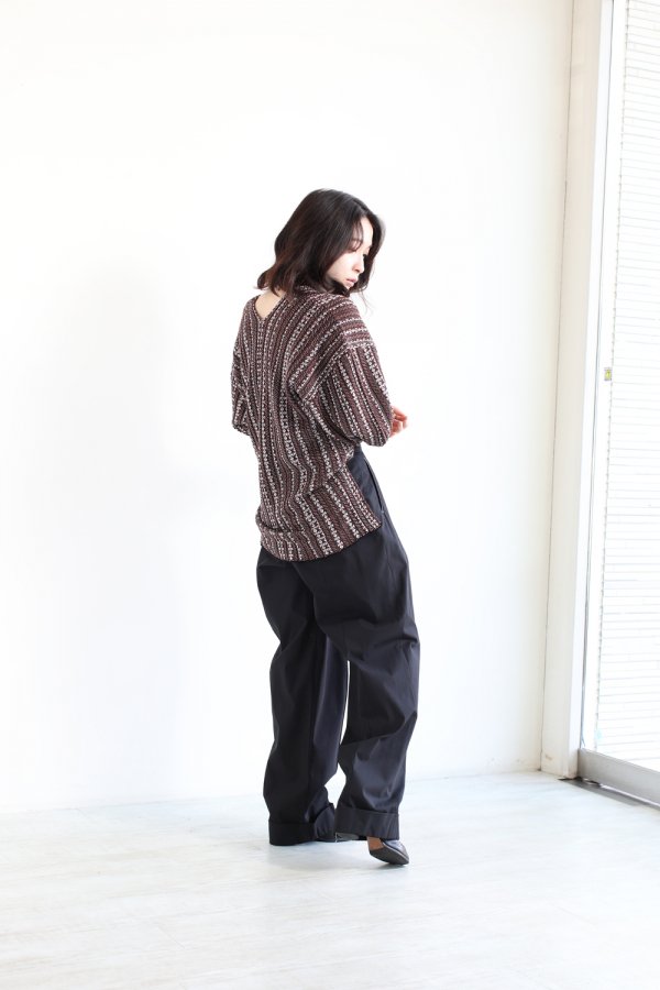 Mame Kurogouchi(マメ) V Neck Jacquard Knitted Pullover BROWN 