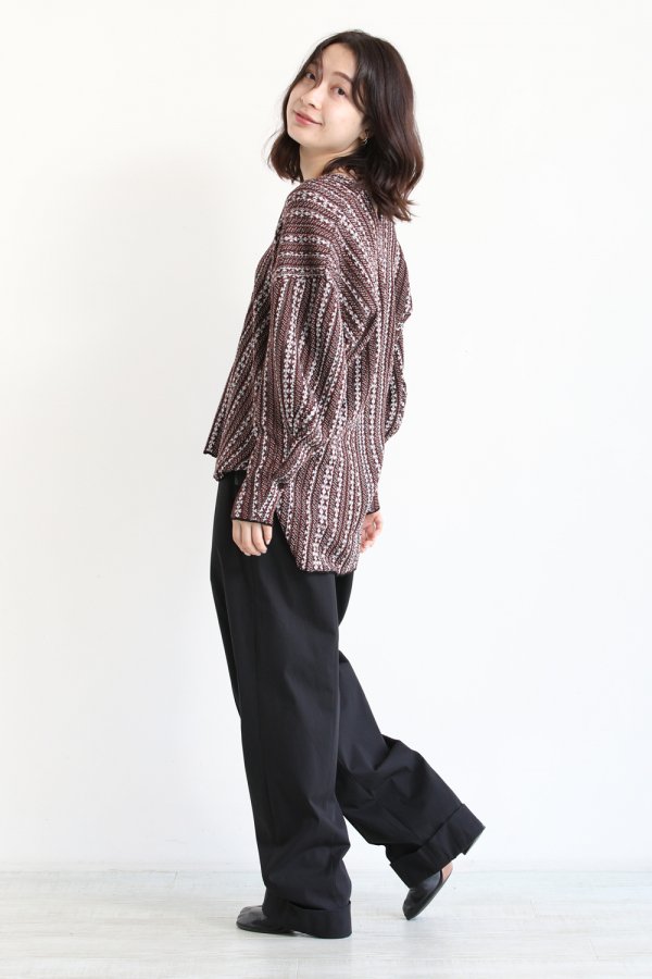 Mame Kurogouchi(マメ) V Neck Jacquard Knitted Pullover BROWN