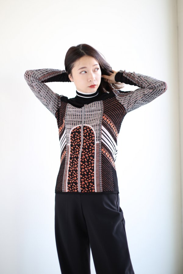 Mame Kurogouchi(マメ) Osmanthus Motif Jacquard Knitted Pullover