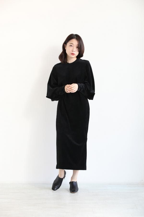 Mame Kurogouchi(マメ) Ribbed Velour Jersey Dress - YAMAROKU 