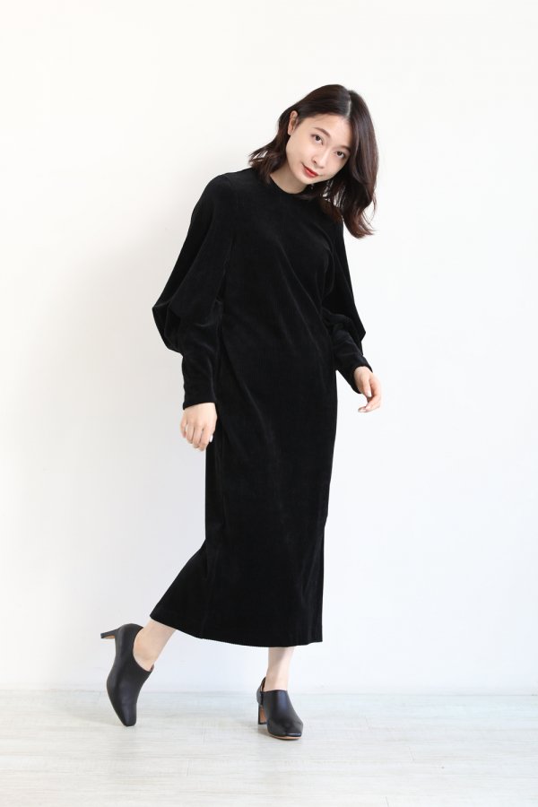 Mame Kurogouchi(マメ) Ribbed Velour Jersey Dress - YAMAROKU
