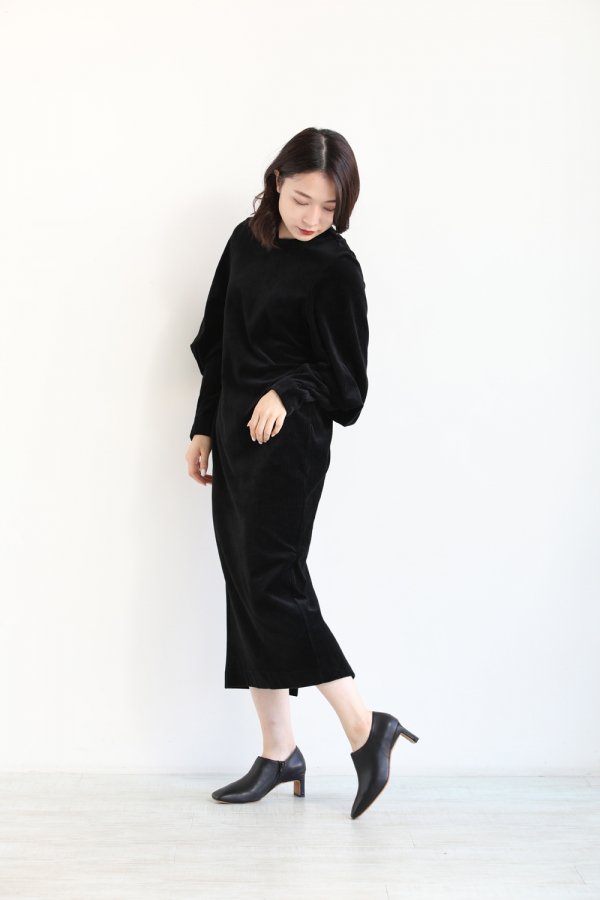 Mame Kurogouchi(マメ) Ribbed Velour Jersey Dress - YAMAROKU 