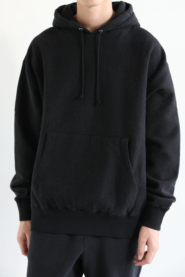 unfil(アンフィル) 【UNISEX】vintage cotton-fleece hoodie smokey