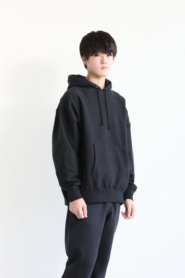 unfil(アンフィル) 【UNISEX】vintage cotton-fleece hoodie smokey