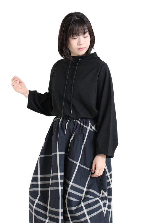 Theory(セオリー) DOUBLE KNIT LT DRAWSTRING TOP BLACK/NAVY