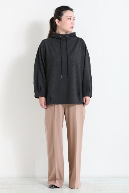 Theory(セオリー) DOUBLE KNIT LT DRAWSTRING TOP CHARCOAL/OATMEAL