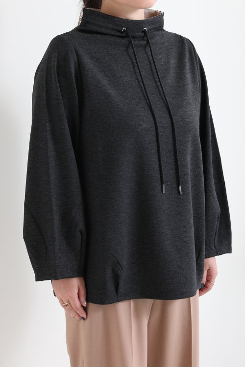 Theory(セオリー) DOUBLE KNIT LT DRAWSTRING TOP CHARCOAL/OATMEAL