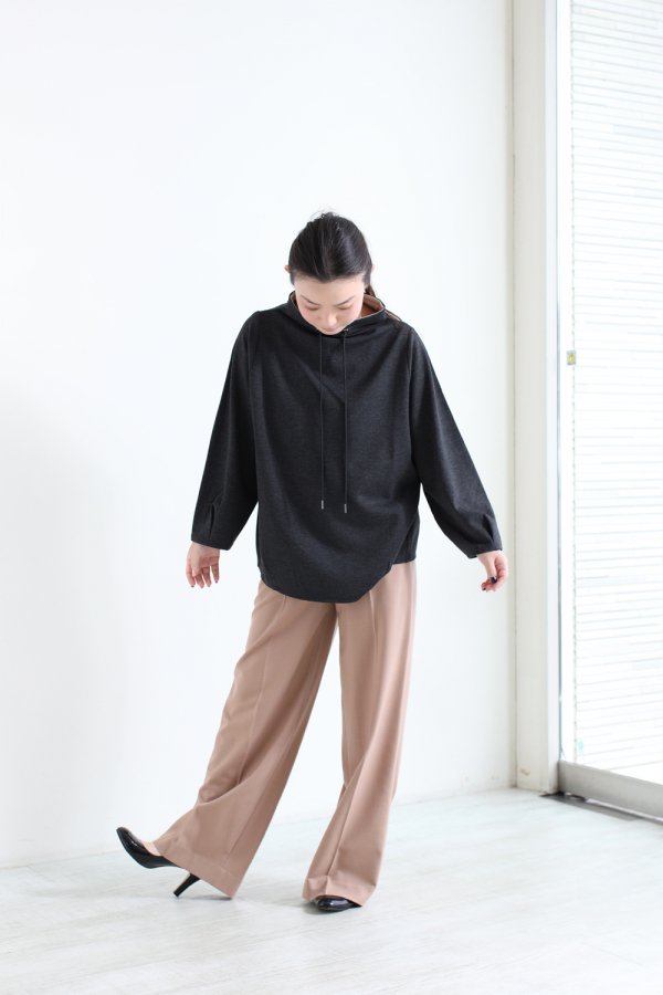 Theory(セオリー) DOUBLE KNIT LT DRAWSTRING TOP CHARCOAL/OATMEAL