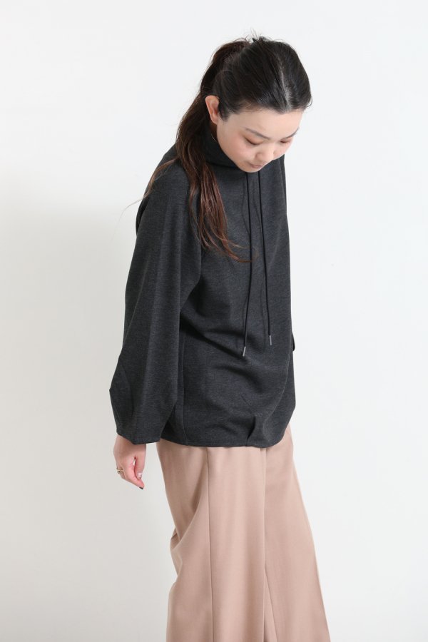 Theory(セオリー) DOUBLE KNIT LT DRAWSTRING TOP CHARCOAL/OATMEAL