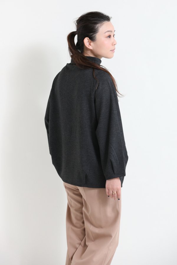 Theory(セオリー) DOUBLE KNIT LT DRAWSTRING TOP CHARCOAL/OATMEAL