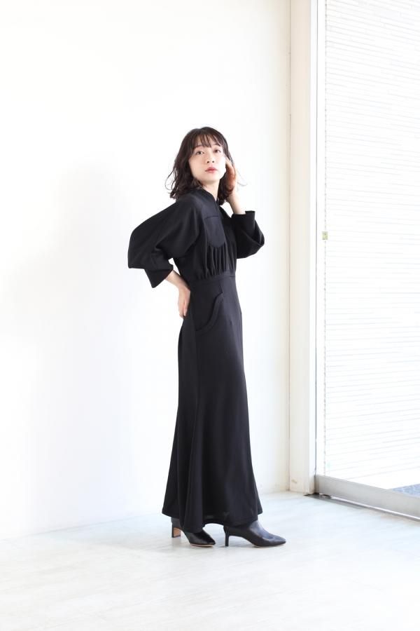 Mame Kurogouchi(マメ) Wool Georgette Flare Dress - YAMAROKU