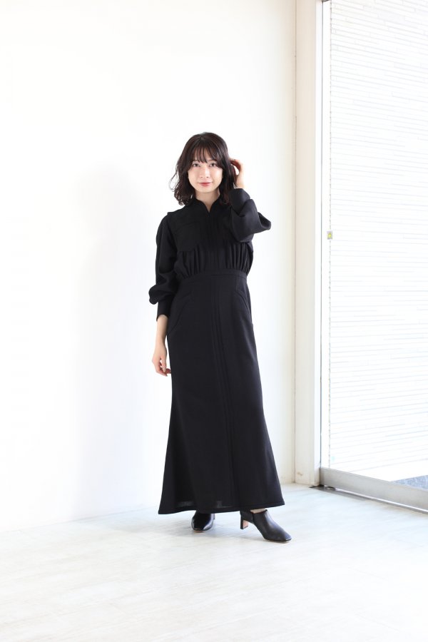 Mame Kurogouchi(マメ) Wool Georgette Flare Dress - YAMAROKU ...