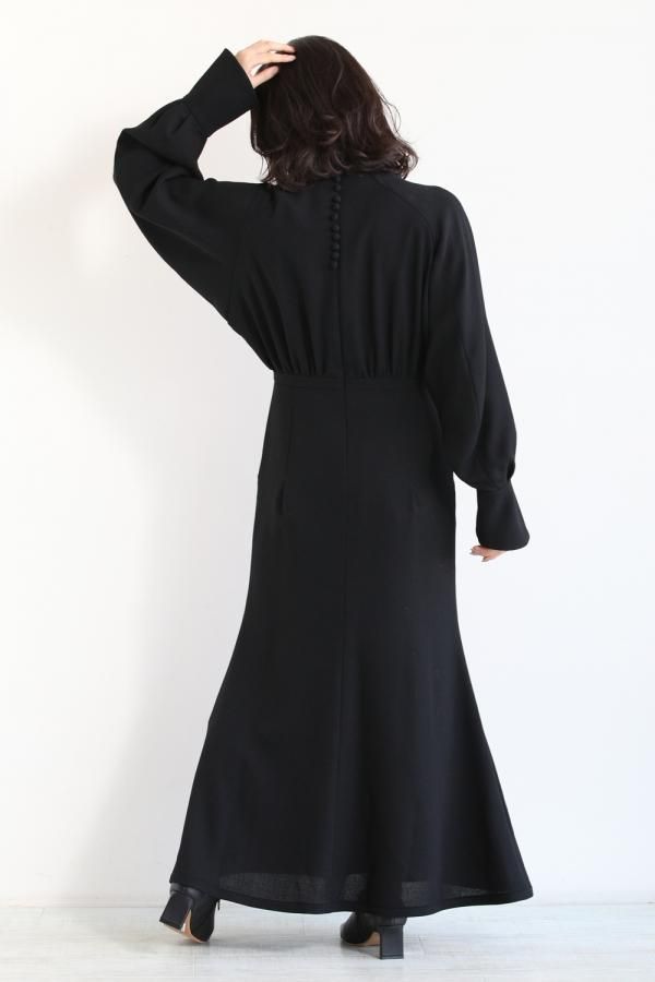 Mame Kurogouchi(マメ) Wool Georgette Flare Dress - YAMAROKU