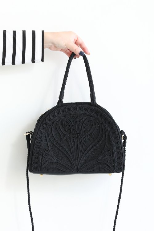 Mame Kurogouchi(マメ) Cording Embroidery Demi Lune Handbag ...