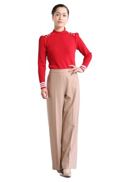 BORDERS at BALCONY(ボーダーズアットバルコニー) GOLD BUTTONED TOP  RED