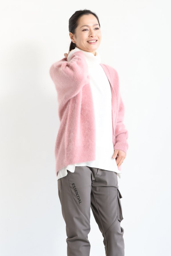 araara(アラアラ) Raccoon Vneck Cardigan pink - YAMAROKU（ヤマロク