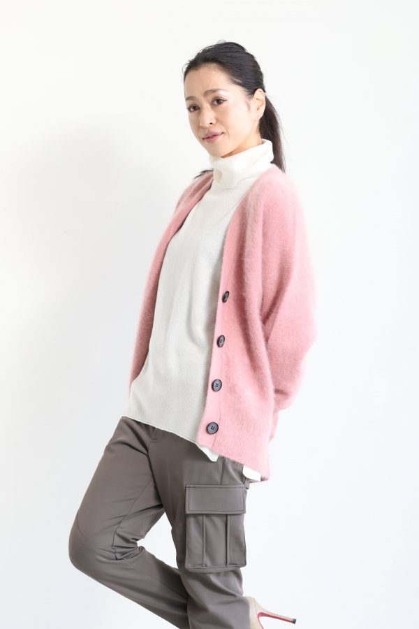 araara(アラアラ) Raccoon Vneck Cardigan pink - YAMAROKU（ヤマロク