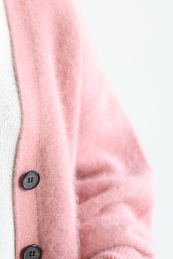 araara(アラアラ) Raccoon Vneck Cardigan pink - YAMAROKU（ヤマロク