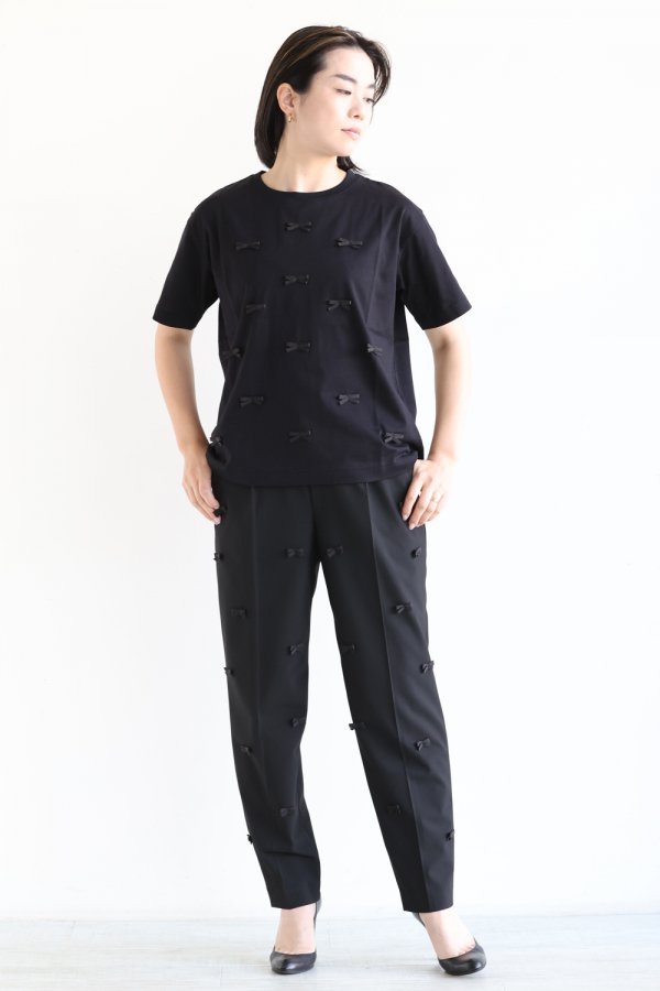 MUVEIL(ミュベール) ブラックリボンTシャツ - YAMAROKU（ヤマロク