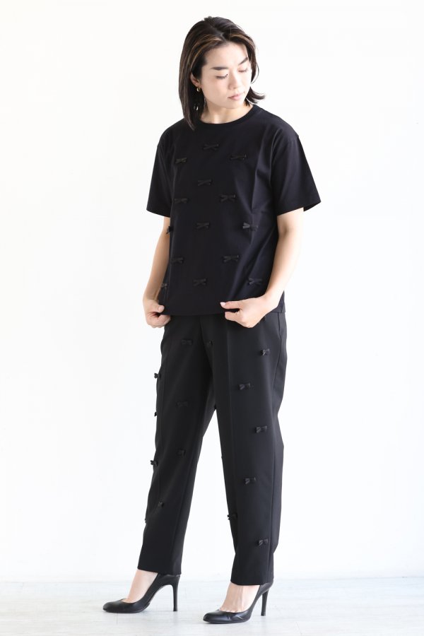 MUVEIL(ミュベール) ブラックリボンTシャツ - YAMAROKU（ヤマロク 