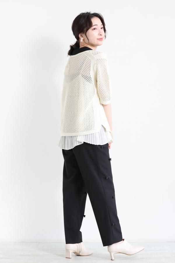 MUVEIL◆ニット・セーター(厚手)/36/コットン/PNK/MA224KSW004 セール】パールデザインふわふわニット（ニット/セーター