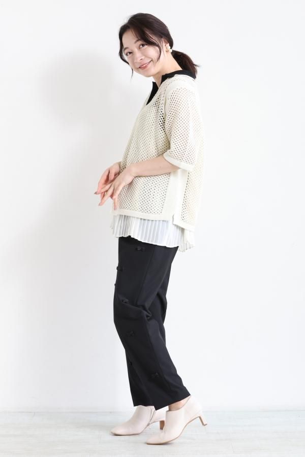 ミュベール　フラワーポロニット フラワーポロプルオーバー | MUVEIL Online Shop