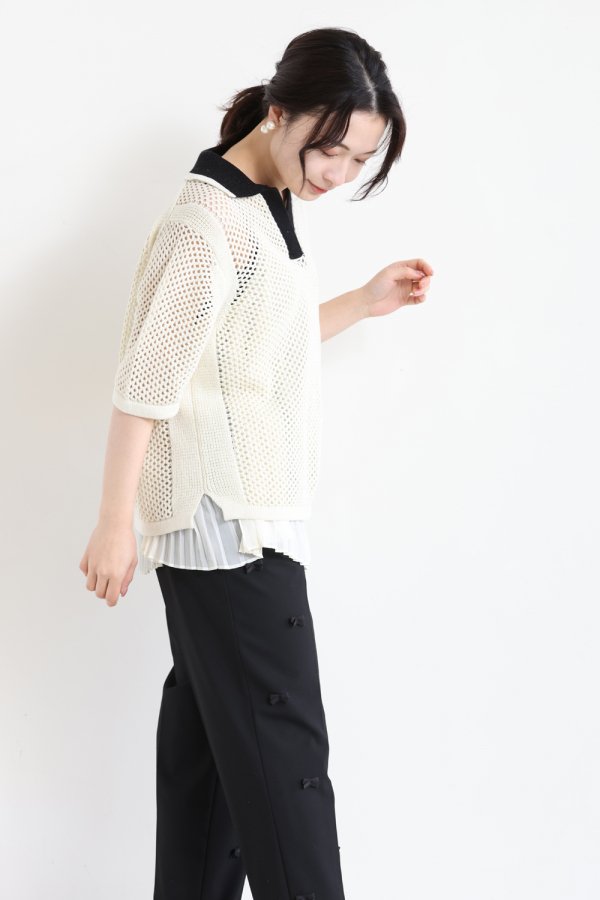 MUVEIL(ミュベール) メッシュポロニット off white - YAMAROKU