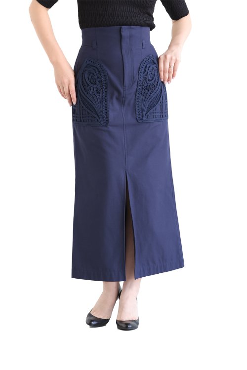Mame Kurogouchi(マメ) Cording Embroidered Nep-Cotton Skirt ...