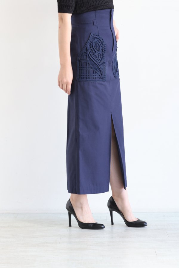 沸騰ブラドン ロング フレアスカート Skirt Nep-Cotton Embroidered 