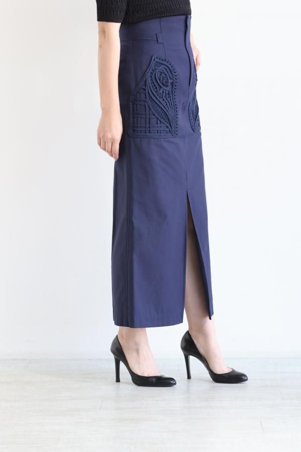 Mame Kurogouchi(マメ) Cording Embroidered Nep-Cotton Skirt 